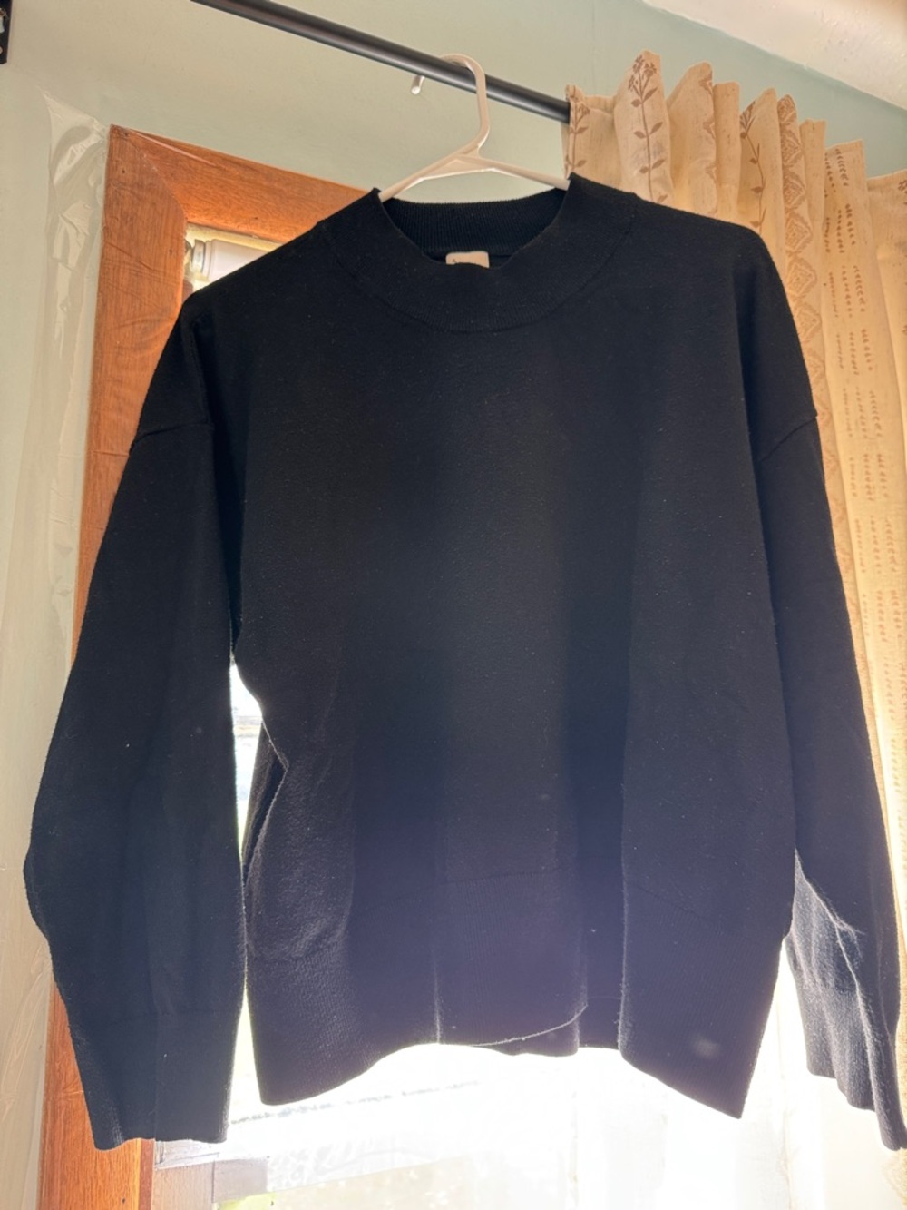 a new day Black Ribbed Crewneck Sweater
